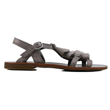 Load image into Gallery viewer, Sandals in Iridescent grey suede and leather details on top
