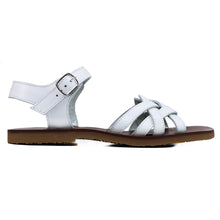 Carica l&#39;immagine nel visualizzatore di Gallery, Sandals in white leather, wave upper straps and rubber soles
