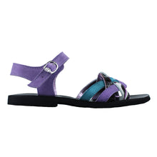 Load image into Gallery viewer, Sandals in violet/blue suede with exotic details
