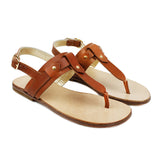 Flip Flops in Tan Calfskin Leather