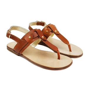Flip Flops in tan leather