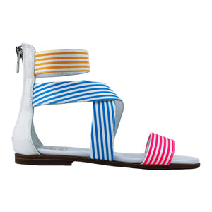 Sandals with three colors stripes pink/blue/yellow