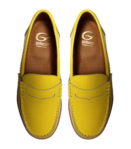 Yellow loafers in polished leather