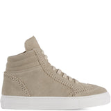 Brogues High-top Sneakers in Beige Suede