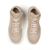 Brogues High-top Sneakers in Beige Suede