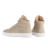 Brogues High-top Sneakers in Beige Suede