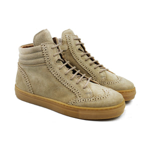 High-top Sneaker in sand velour and amber sole
