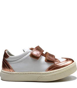 Leather sneakers white and metallic blush