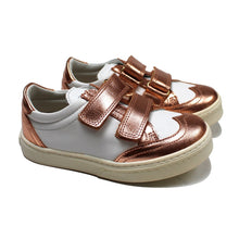 Load image into Gallery viewer, Leather sneakers white and metallic blush
