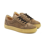 Sneaker in sand velour and amber sole