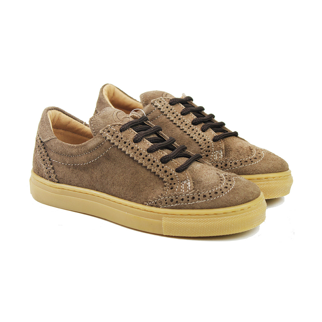 Sneaker in sand velour and amber sole