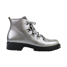 Load image into Gallery viewer, Ankle boot in steel effect grain leather
