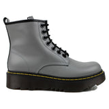 Ankle Boots in Grey Calfskin Leather with Black Laces