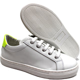 White leather sneakers with fluo details