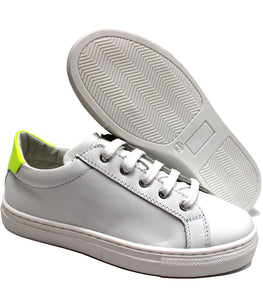 White leather sneakers with fluo details