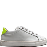 White leather sneakers with fluo details