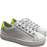 White leather sneakers with fluo details