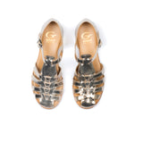 Sandals in silver mirror effect calfskin leather