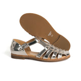 Sandals in silver mirror effect calfskin leather