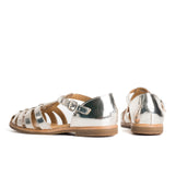 Sandals in silver mirror effect calfskin leather