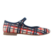 Load image into Gallery viewer, Ballerina in checked navy/red leather
