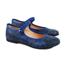 Load image into Gallery viewer, Ballerina in checked navy/blue leather
