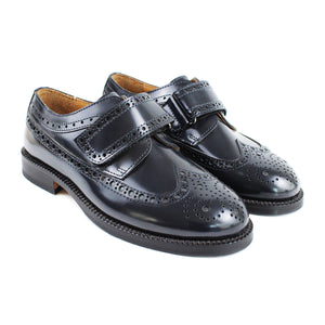 Derby in polished calf leather with velcro