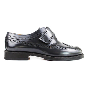 Derby in polished calf leather with velcro