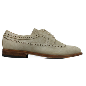 Full brogue shoes in sand suede and leather soles with antislipping