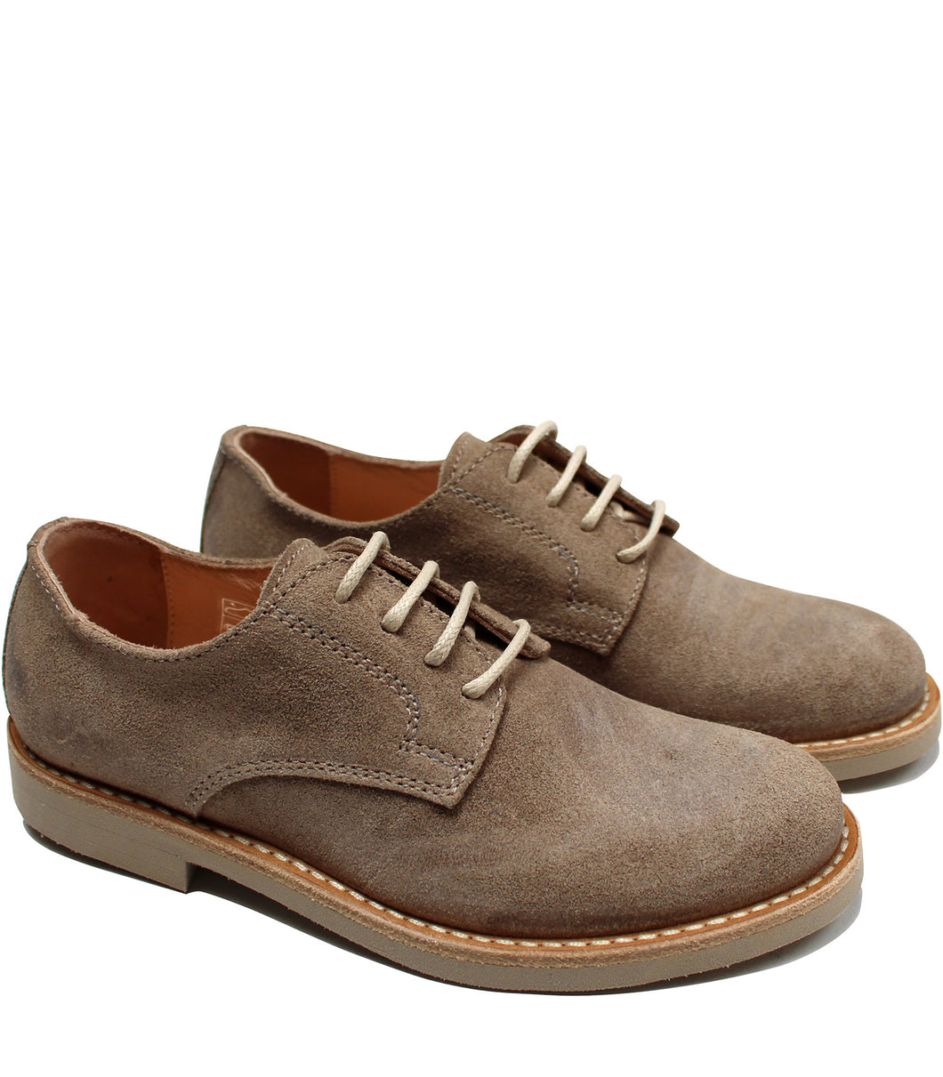 Natural derby in taupe suede