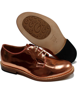 Metallic derby in calf leather and contrast stitching