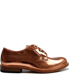 Metallic derby in calf leather and contrast stitching