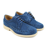 Brogue Shoes in Navy Suede Leather