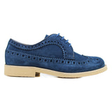 Brogue Shoes in Navy Suede Leather