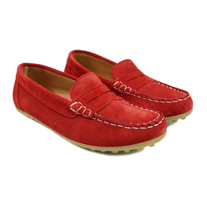 Penny loafers in red suede