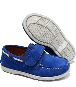 Royal blu Suede boat shoes with white details