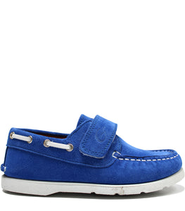 Royal blu Suede boat shoes with white details