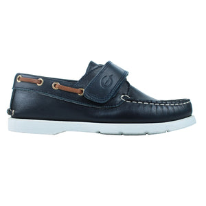 Blue boat shoes in calf leather with strap