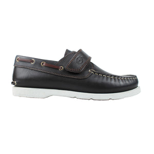 Boat shoes in brown leather with strap