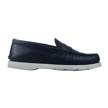 Load image into Gallery viewer, Blue boat penny loafer in calf leather
