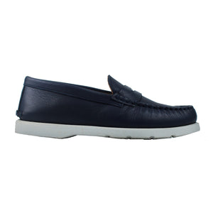 Blue boat penny loafer in calf leather