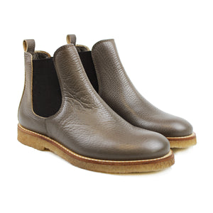 Chelsea Boots in grey leather and light rubber soles