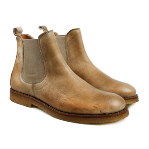 Chelsea Boots in sand leather, vintage effect and light rubber soles