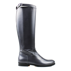 Riding Boots in dark grey calf and buckle