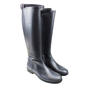 Riding Boots in dark grey calf and buckle