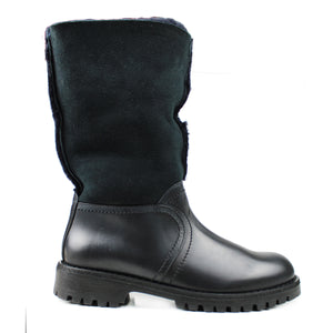 Boots in navy leather/suede and warm lining