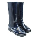 High Top Chelsea Boots in Navy Patent Leather
