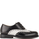Goodyear welt Brogue Oxford in White and Black Calfskin Leather