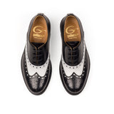 Goodyear welt Brogue Oxford in White and Black Calfskin Leather