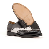 Goodyear welt Brogue Oxford in White and Black Calfskin Leather